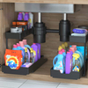 Dual-Tier Plastic Standing Type Under Sink Organizer for Kitchen and Bathroom Multi-Purpose Sundries Storage