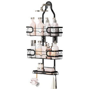 Bathroom Hanging Shower Organizer Large Hanging Shower Caddy with Hooks for Razor and Sponge Rustproof