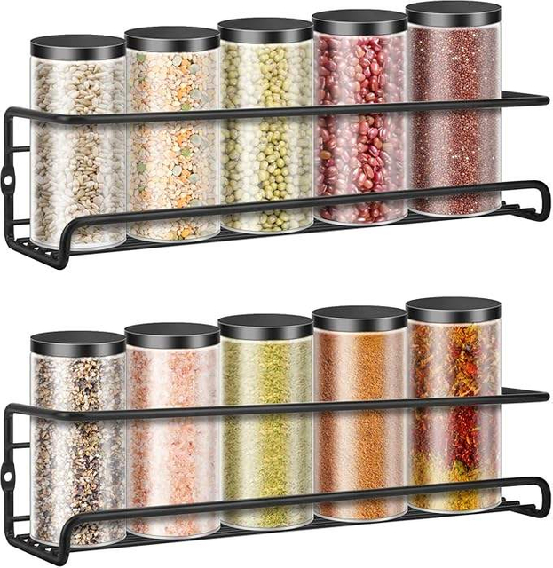 2pcs Wall Mounted Spice Rack Hanging Spice Organizers Kitchen Condiments Storage for Space Saving