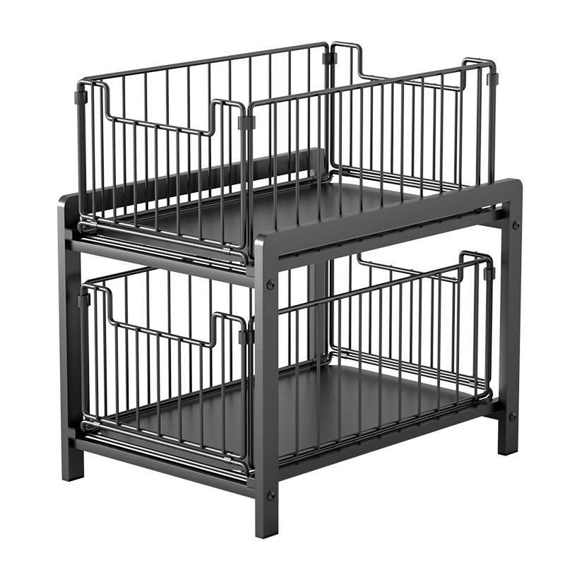Kitchen Under Sink Double Pull-Out Storage Shelf