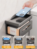Double Bathroom Paper Towel Box Wall Mounted Shelf Toilet No Punch Restroom Toilet Paper Box Roll Tissue Storage