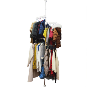 Stainless Steel Vertical Clothes Drying Rack Creative Design Retractable Clothes Hanging Pole