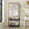Three-Tier Freestanding Metal Clothing Rack with Wheels Cozy Coat Trolley for Efficient Garment Storage