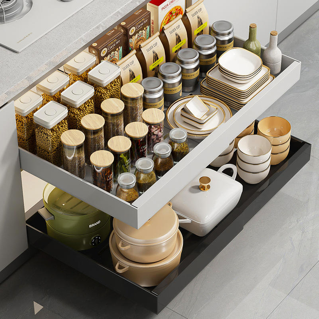 Expandable Pull Out Drawers for Cabinets in Kitchen Cabinet Organizer for Kitchen Base Cabinet