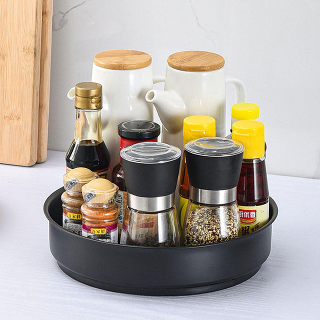 360 Degree Rotatable Spice Rack Kitchen Countertop Storage Thickened Metal Storage Holders & Racks Customized Logo Multifunction