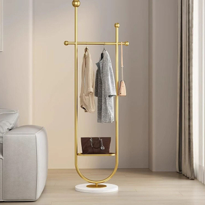 Light Luxury Marble Base Artistic Floor Clothes Rack Saves Space