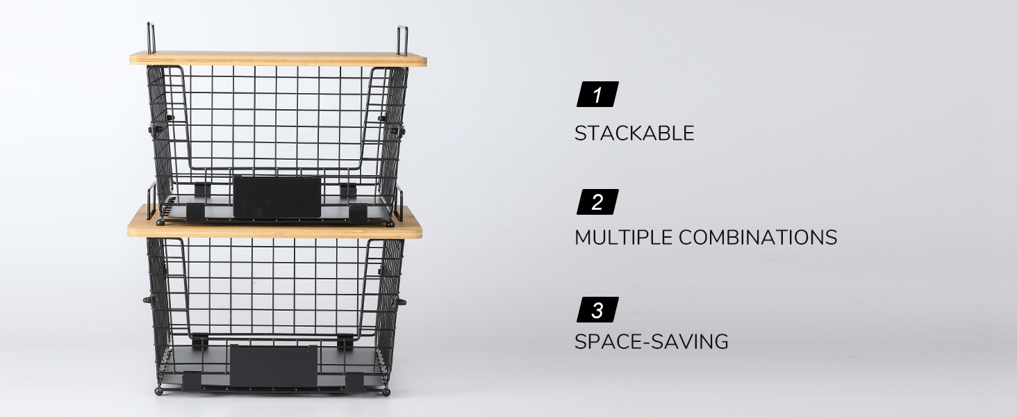 Cross-Border Carbon Steel Fruit Snacks Spices Vegetable Storage Basket Bamboo Kitchen Table Board Multilayer Shelves