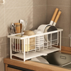 Dish Strainers Utensil Holder Double-Tier Dish Drying Rack Drainboard Kitchen Counter Sink Standing Type