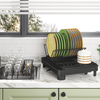 Kitchen Carbon Steel Dishes Drainer Rack Collapsible Countertop Sink Shelf Storage Standing Type Installation Home