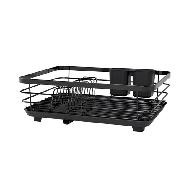 Metal Wire Kitchen Countertop Tableware Storage Rack Single-layer Black Over Sink Dish Rack Kitchen Accessories Customized Logo
