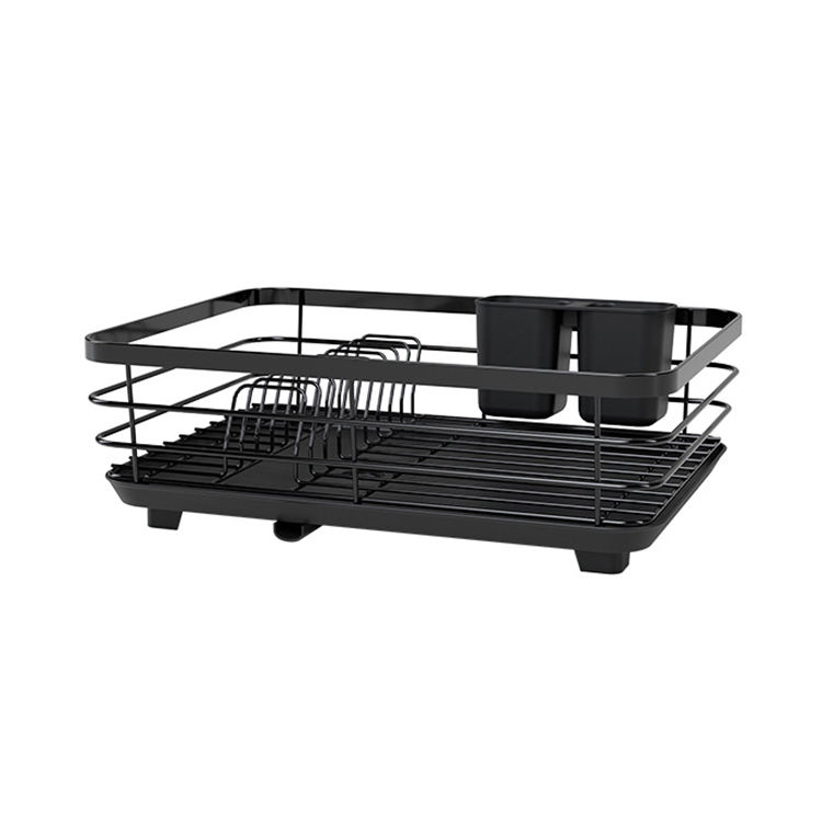 Metal Wire Kitchen Countertop Tableware Storage Rack Single-layer Black Over Sink Dish Rack Kitchen Accessories Customized Logo