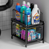 2 Tier Basket Drawer Organizer, Pull Out Under Sink Cabinets , Metal Home Organizer Shelf for Bathroom or Kitchen