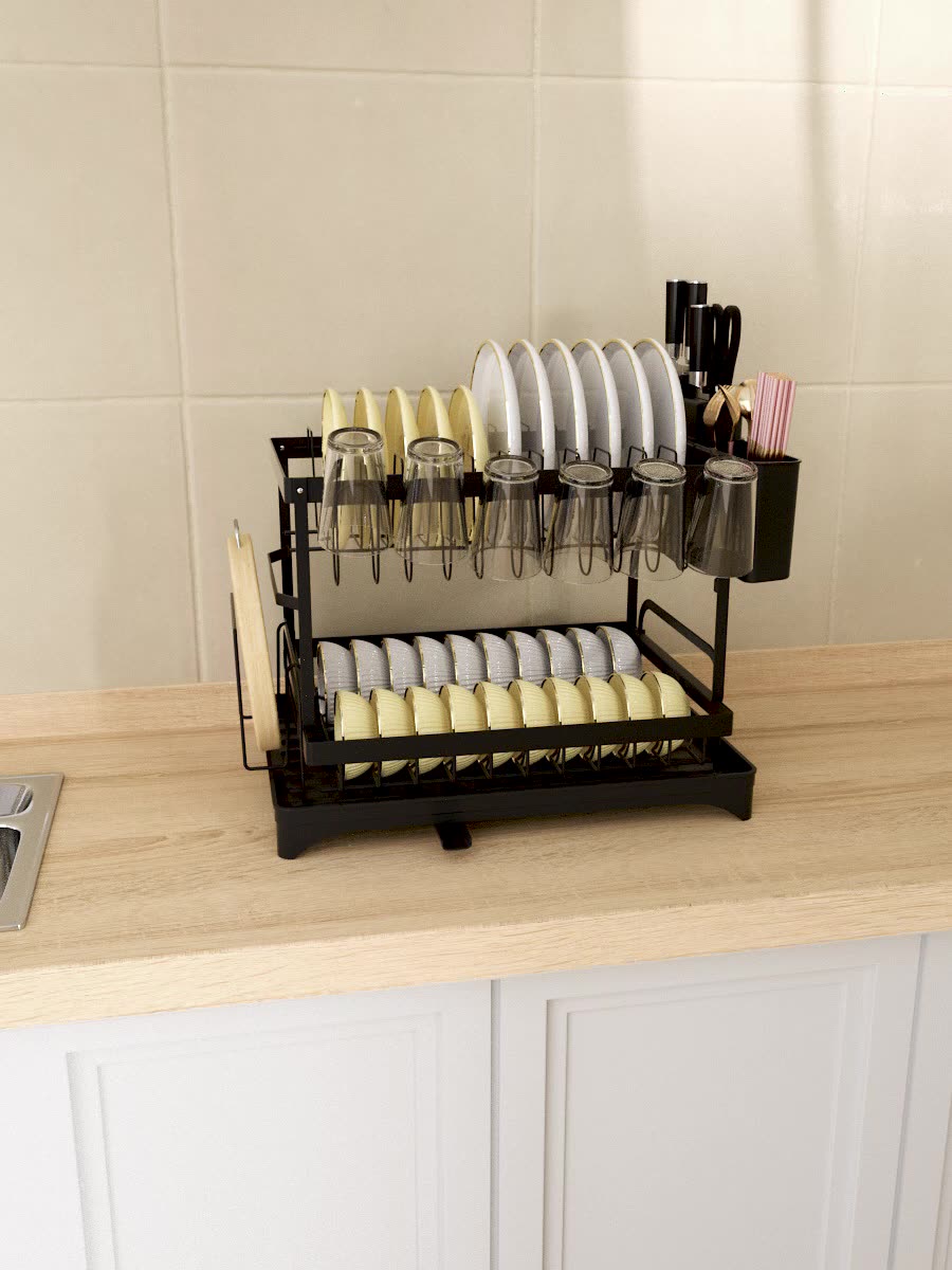 Multifunctional Kitchen Household Dish Drainage Storage Rack Water Filter Bowl Holder