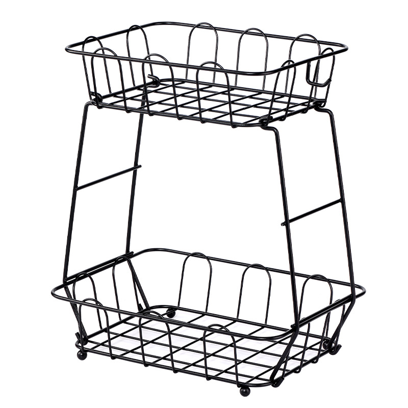 Kitchen Double Countertop Water Fruit Vegetable Rack Storage Basket Snack Holder and Storage Rack Basket