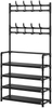 4-Tier Coat and Shoe Rack Entryway Coat Rack with 8 Hooks Shoes Organizer for Living Room, Bedroom, Office