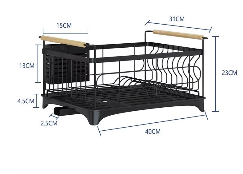 Single-Tier Stainless Steel Kitchen Rack Dish Drainer Tray Sink Drying Standing Type Storage Rack Bowl