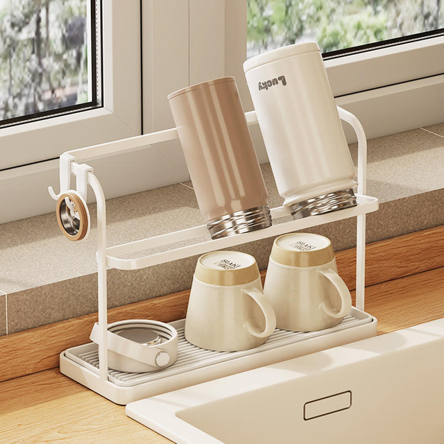 Vertical Bottle Drying Rack with Tray Cup Drying Rack Household Storage Rack Glass Cup Holder