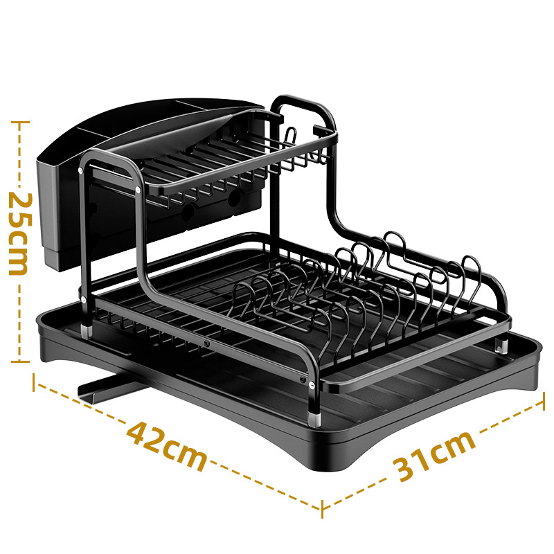 Multifunctional Kitchen Countertop Organizer Double Storage Rack Dish Chopsticks Draining Racks Single Holder Cutlery Dishes