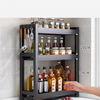 Large Capacity Shelf Kitchen Supplies Comprehensive Storage 3-tier Metal Black Storage Holders & Racks Multifunction Modem