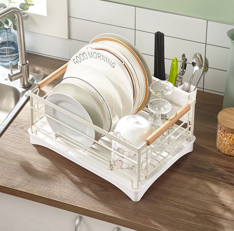 Kitchen Factory Direct Single-Tier Stainless Steel Dish Draining Storage Rack Holder