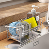 Easy Installation Stainless Steel Kitchen Sink Organizer Single-Tier Standing Type Caddy Dish Sponge Divider Sundries Storage