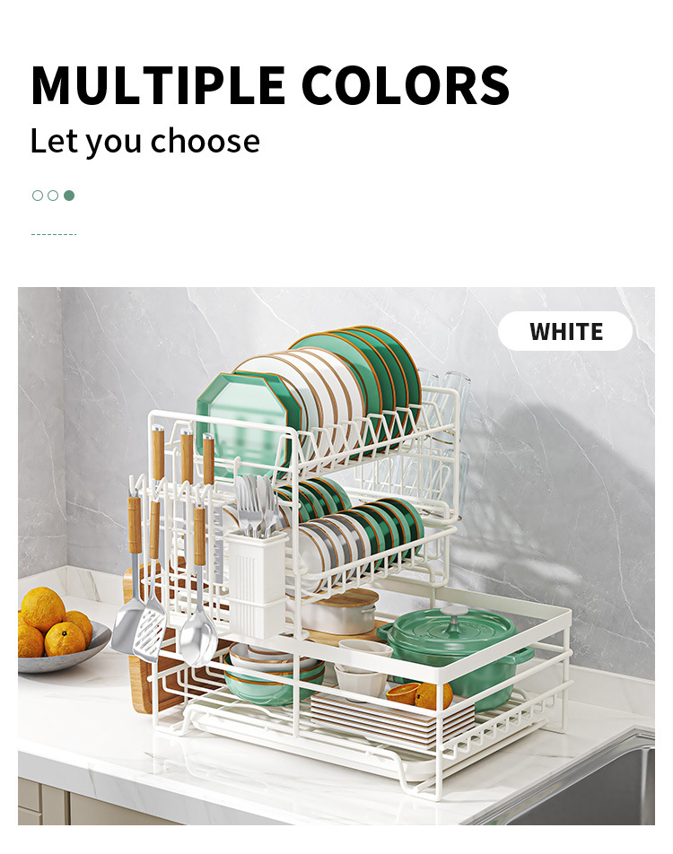 Cross-Border Multi-Functional Kitchen Anti-Rust Countertop Double Draining Bowl Dish Storage Racks