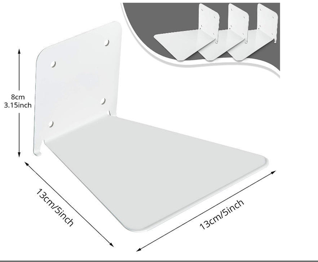 Metal Floating Bookshelf Modern White Wall Mount Shelves for Room Small Bookshelf with Minimalist Design