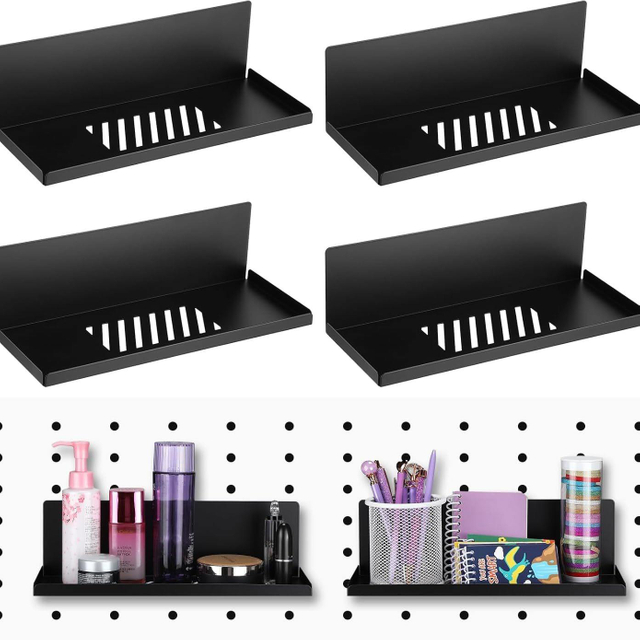 Hot Selling Magnetic Suction Kitchen Wall Shelves Black Carbon Steel Shelves Refrigerator Magnetic Spice Rack