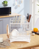Two Tier Detachable Cross-Border New Kitchen Stainless Steel Draining Rack With Adjustable Catch Tray Black and White