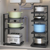 Stainless Steel Floor Shelf Under Sink Pot Pan Storage Shelf Kitchen Organizer