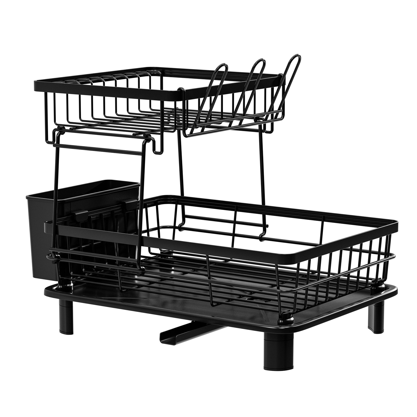 Kitchen Countertop Drying Rack with Double Tiers Household Chopsticks Knife Fork & Cup Storage Holder for Home Use