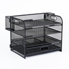 Letter Tray Paper Organizer 4-Tier Desk Organizer File Organizer Paper Holder with Handle, Metal Desktop Document Shelf