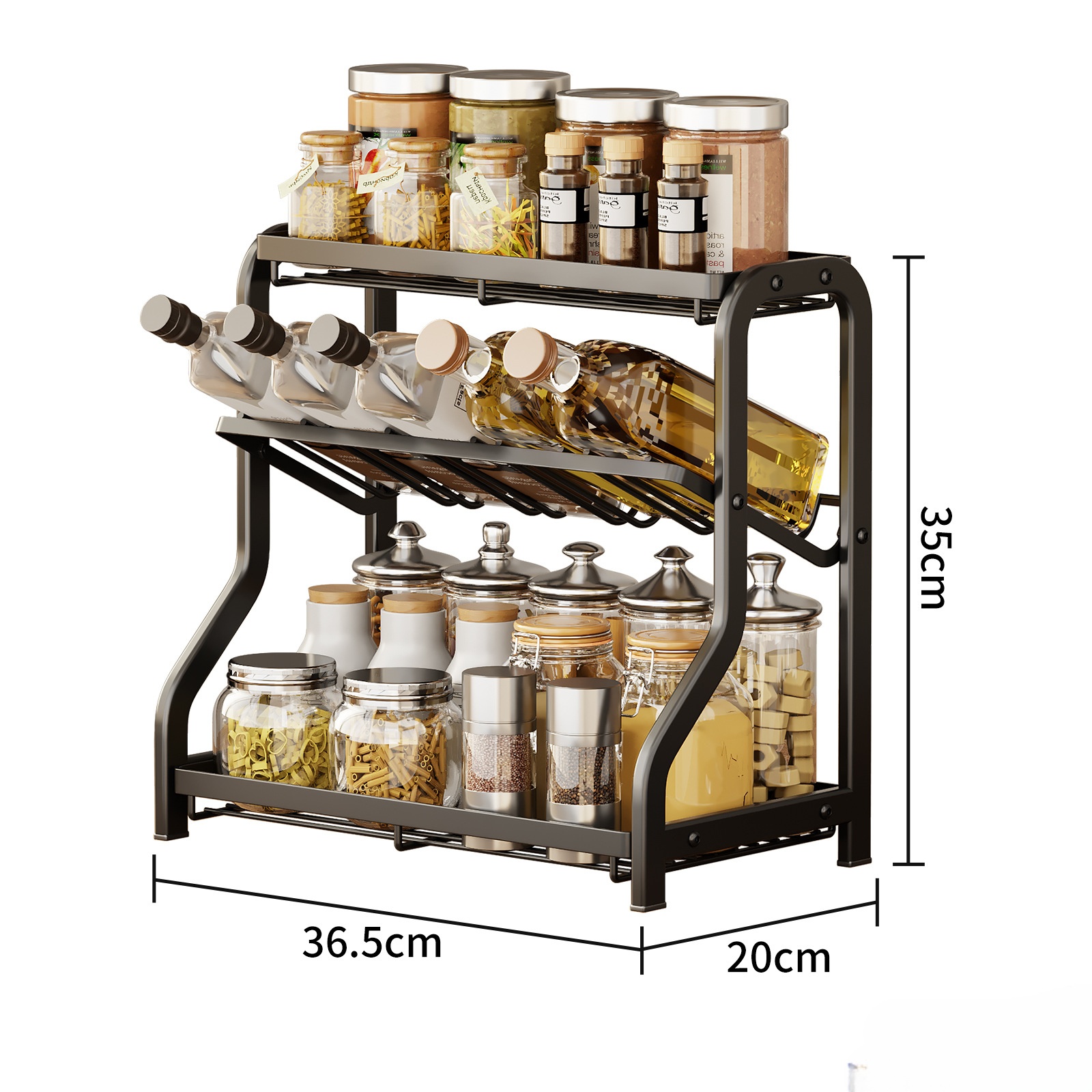 Home Use Three-Tiered Countertop Spice Rack Cross-Border Kitchen Shelf Soy Sauce Condiments Storage Supplies Holder
