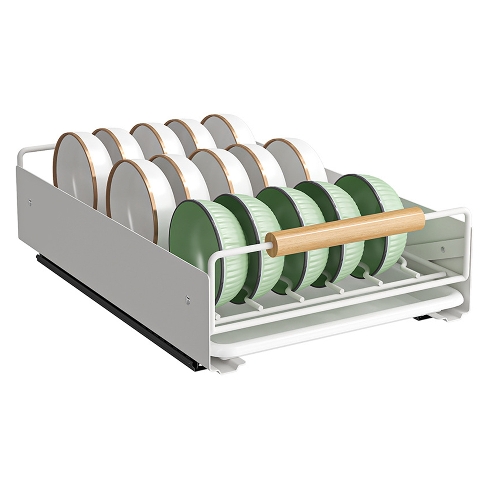 Single-Tier Pull-Out Dish Rack Cabinet Shelf Cross-Border Kitchen Organizer with Drain Efficient Storage Cupboard Organization