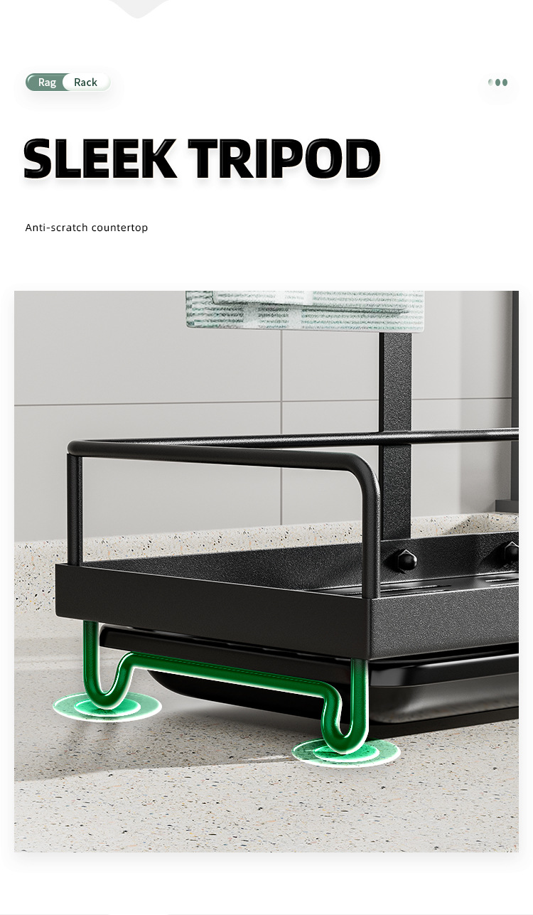Kitchen Shelf With Rod Rag Towel Drainage Rack Storage Rack