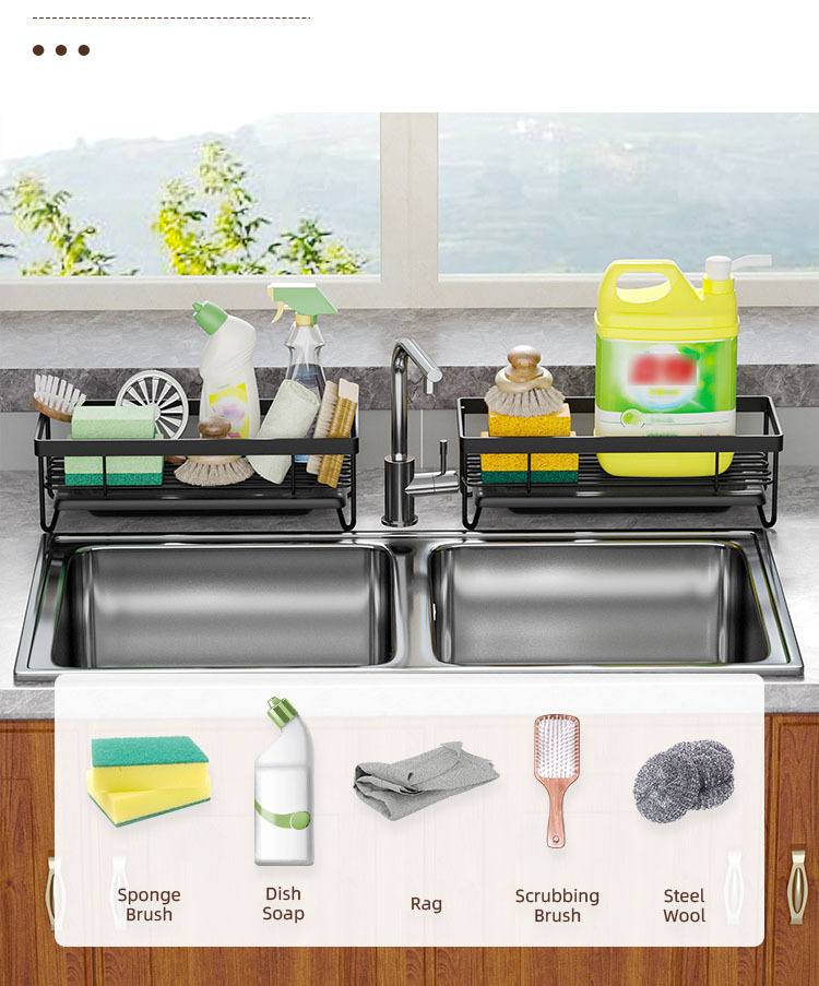 Kitchen Draining Dishwashing Detergent Sponge Rag Storage Rack