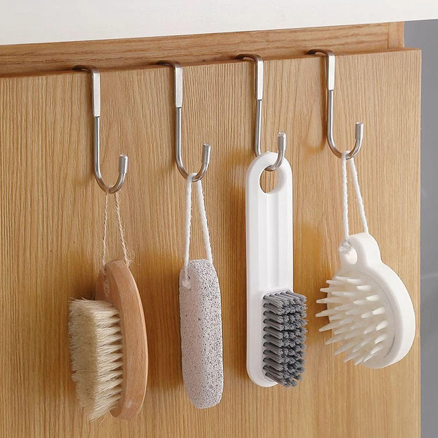 Stainless Steel S Cabinet Hooks Towel Clothes Sundry Behind Door Multi-Functional Storage