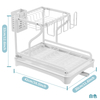 Multifunctional Double-Tier Cutlery Cup Storage Bowl Holder Kitchen Draining Dish Rack for Counter Surface Household Use