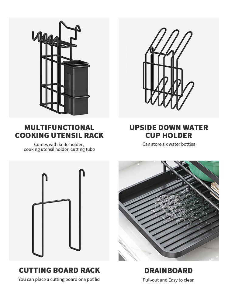 Cross-Border Multi-Functional Kitchen Anti-Rust Countertop Double Draining Bowl Dish Storage Racks