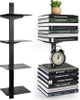 2-Tier Vertical Spine Book Tower Heavy-Duty Metal Bookshelf Home Office Floating Wall Mounted Book Organizers Sundries Storage