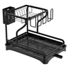 Multifunctional Double-Tier Cutlery Cup Storage Bowl Holder Kitchen Draining Dish Rack for Counter Surface Household Use
