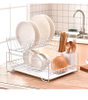 Kitchen Household Double Tier Storage Shelf Drain Rack Standing Type Organizer