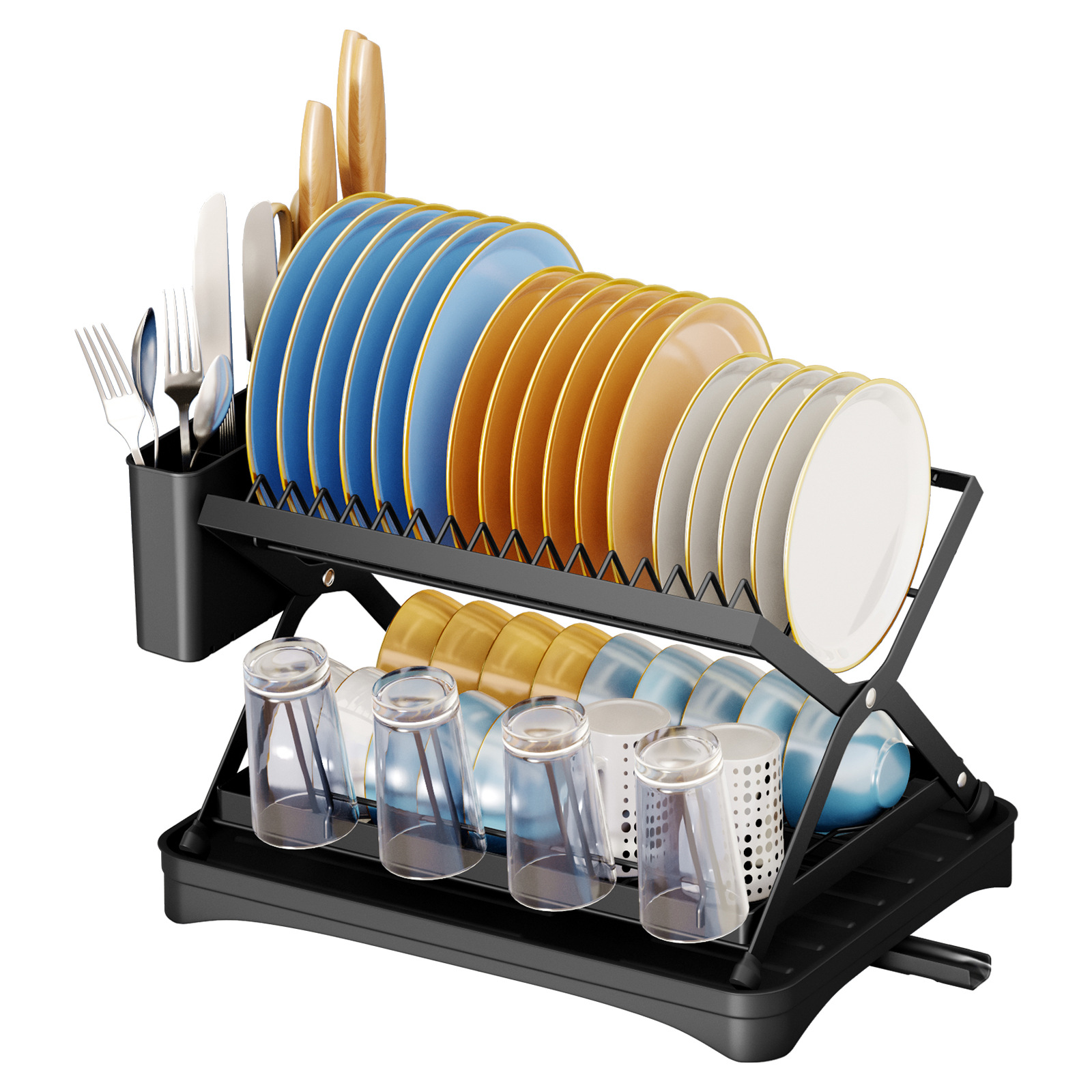 Cross-Border Kitchen Storage Dish Rack Home Countertop Multifunctional Storage Draining Put Bowl Organizing Organizer