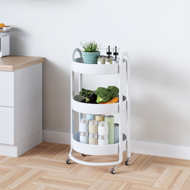 Rolling Carts Trolley 3-tier Cart Metal Kitchen Storage Cart Stainless Steel Modern Storage Holders & Racks Customized Logo