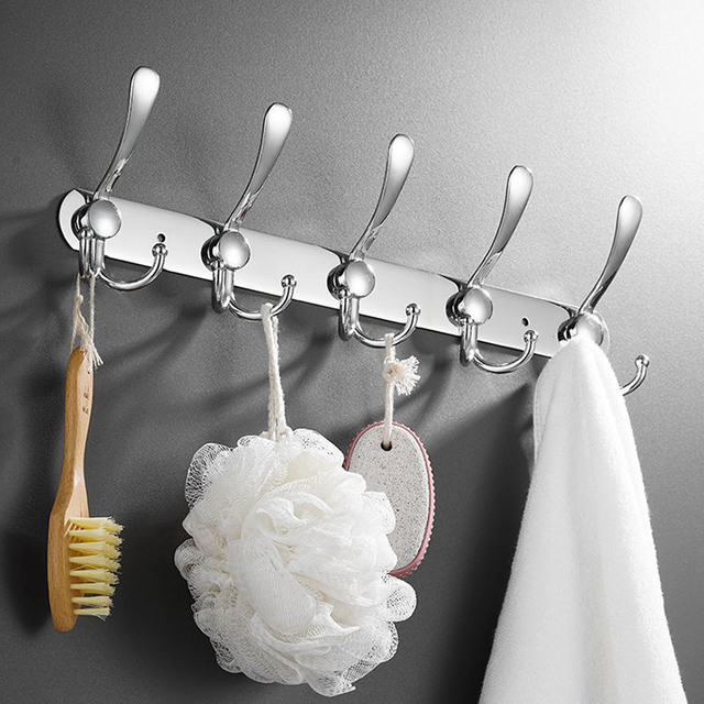 Wall Mounted Stainless Steel Coat Robe Hat Clothes Hook Bathroom Kitchen Storage Hanger Towel Rack