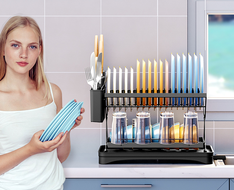 Cross-Border Kitchen Storage Dish Rack Home Countertop Multifunctional Storage Draining Put Bowl Organizing Organizer