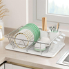 Kitchen Single-Tier Stainless Steel Draining Dish Rack Household Utensils Countertop Organizer