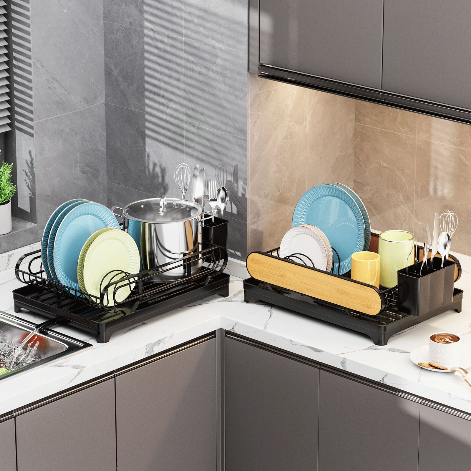 Crossing Standing Type Kitchen Dish Organizer Rack Chopsticks Sink Countertop Drainage Bowl Holder Easy