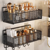 Iron Wall-Mounted Large Storage Rack Without Holes Bathroom Shower Caddy Basket Storage Organizer