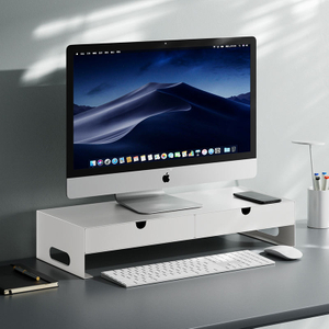 Double-Tier Metal Computer Monitor Booster Stand Office Desktop Storage Stand with Standing Type Installation for Sundries